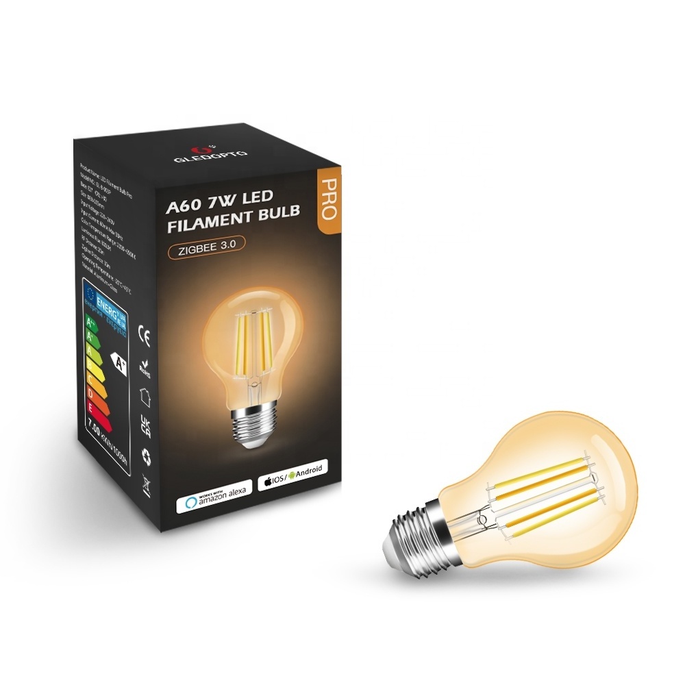 GL-B-003P Gledopto Filament LED Bulb ZigBee2MQTT Compatible Smart LED Filament Bulbs E27 Dimmable ZigBee 3.0 LED Filament Lamp