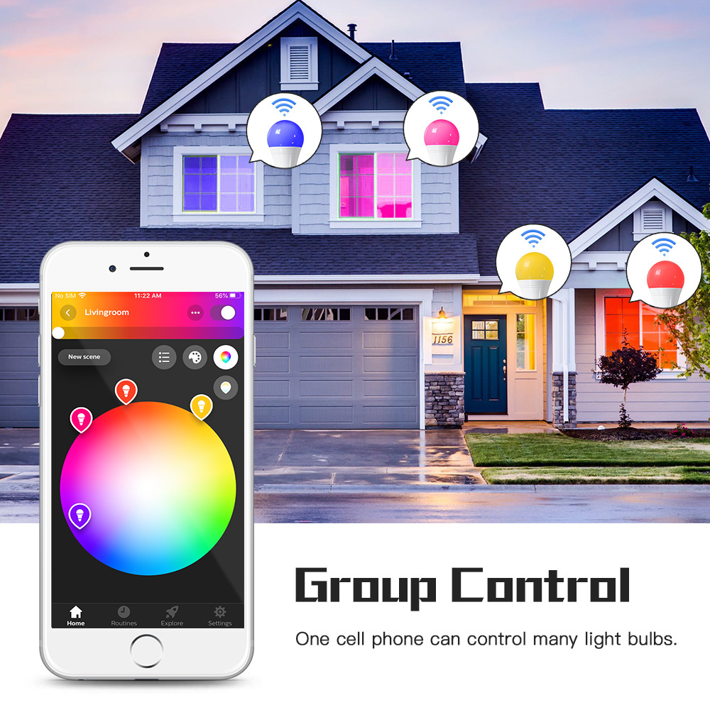 Gledopto E27 E26 Tuya Smart Light Bulb App Control  Zigbee PRO RGB+CCT 12W LED light bulb