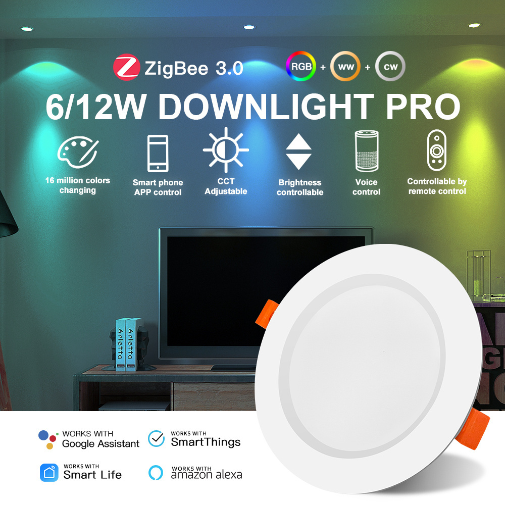 Gledopto Ultra Slim Ceiling Down Light Recessed Panel Lamp Indoor RGB CCT Smart 12W LED  Downlights