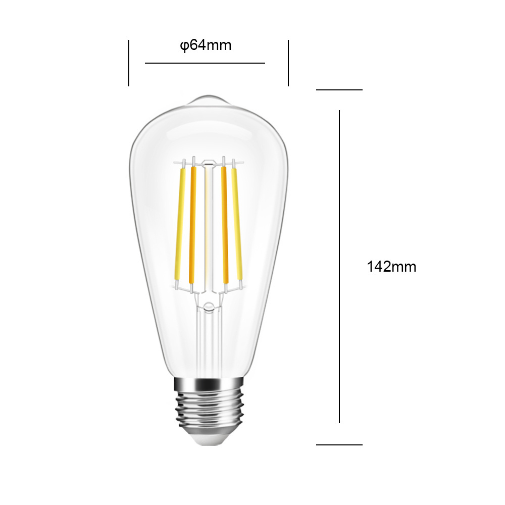 ZIGBEE PRO 7W CCT vintage amber ST64 LED filament bulb E27 base AC 220-240V GL-B-002P 60mA Max 50Hz