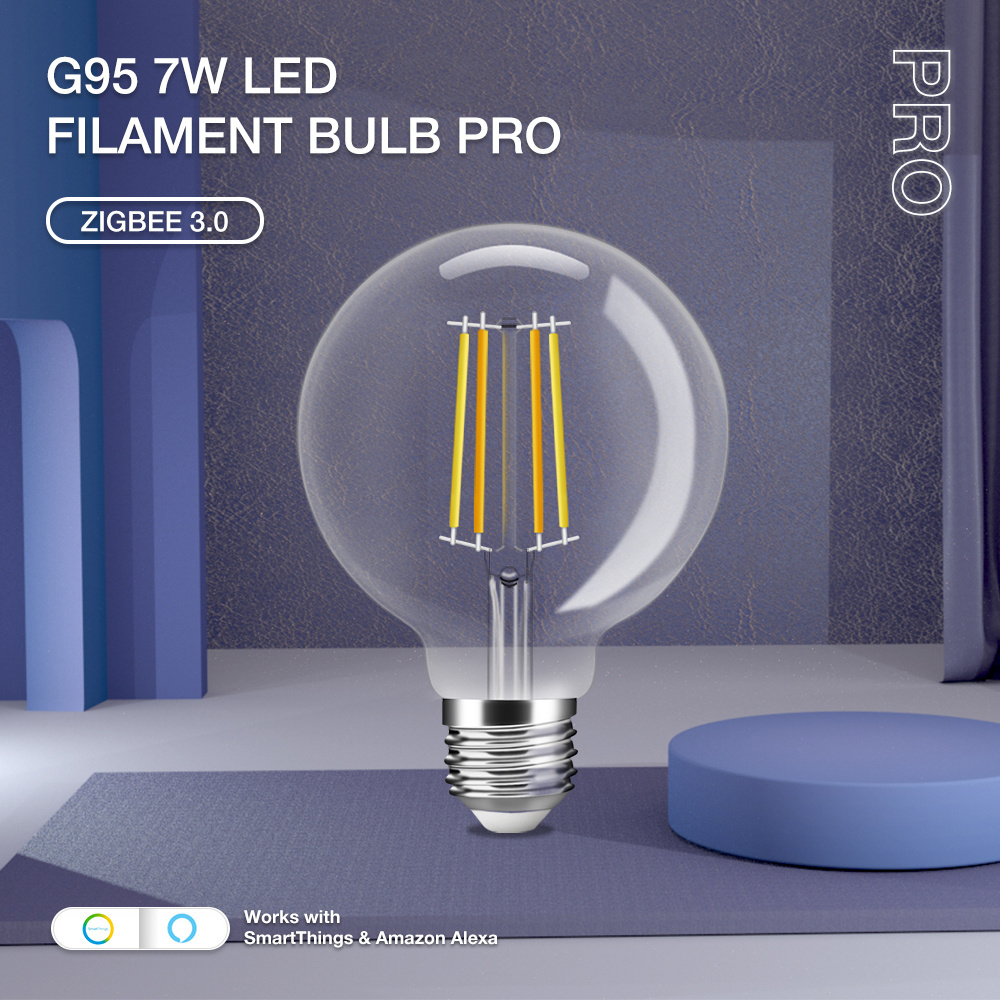 Gledopto GL-B-004P 7W ZigBee Smart Tunable White G95 LED Filament Vintage Lamp Bulb