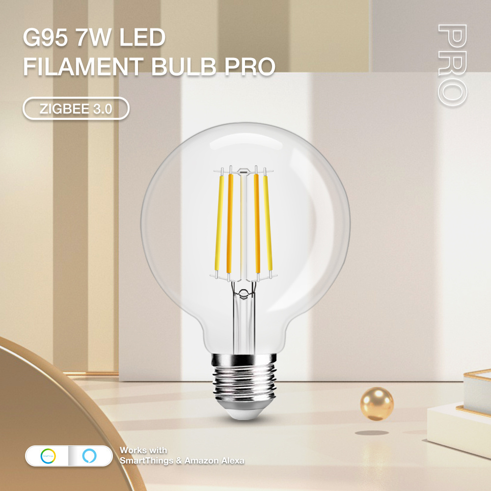 Gledopto GL-B-004P 7W ZigBee Smart Tunable White G95 LED Filament Vintage Lamp Bulb