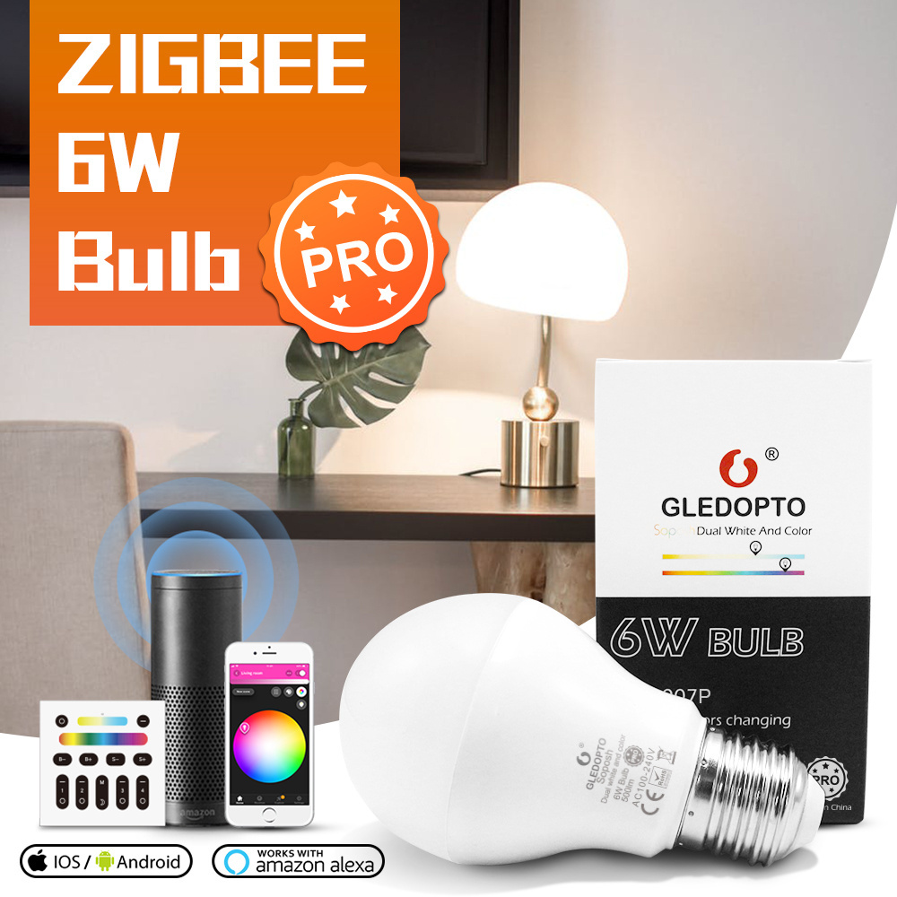 Gledopto RGB Smart Degree 180 Light Bulb 6W works with ConBee II USB Stick, SmartThings