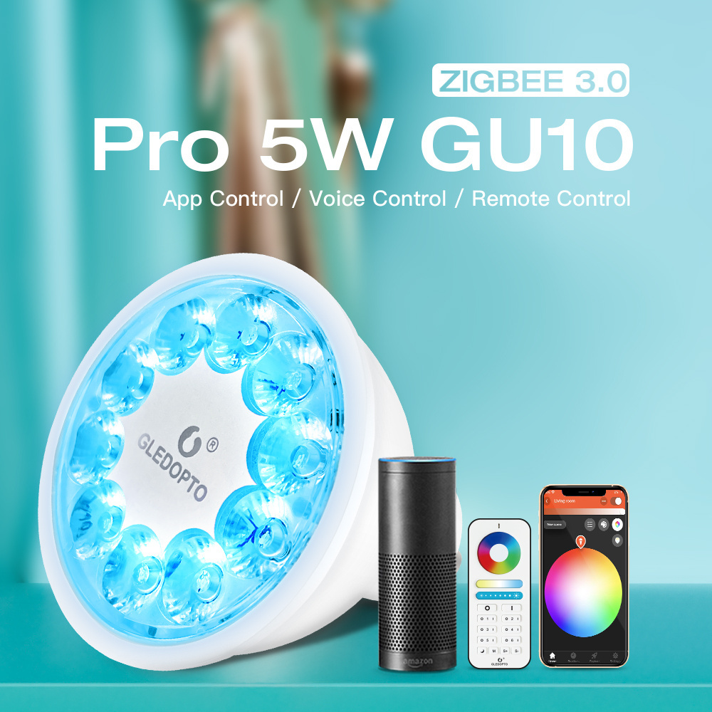 Gledopto LED Downlight Zigbee Smart APP Control Dimming Spotlight 5W GU10 RGB CCT Color Changing LED Spotlight