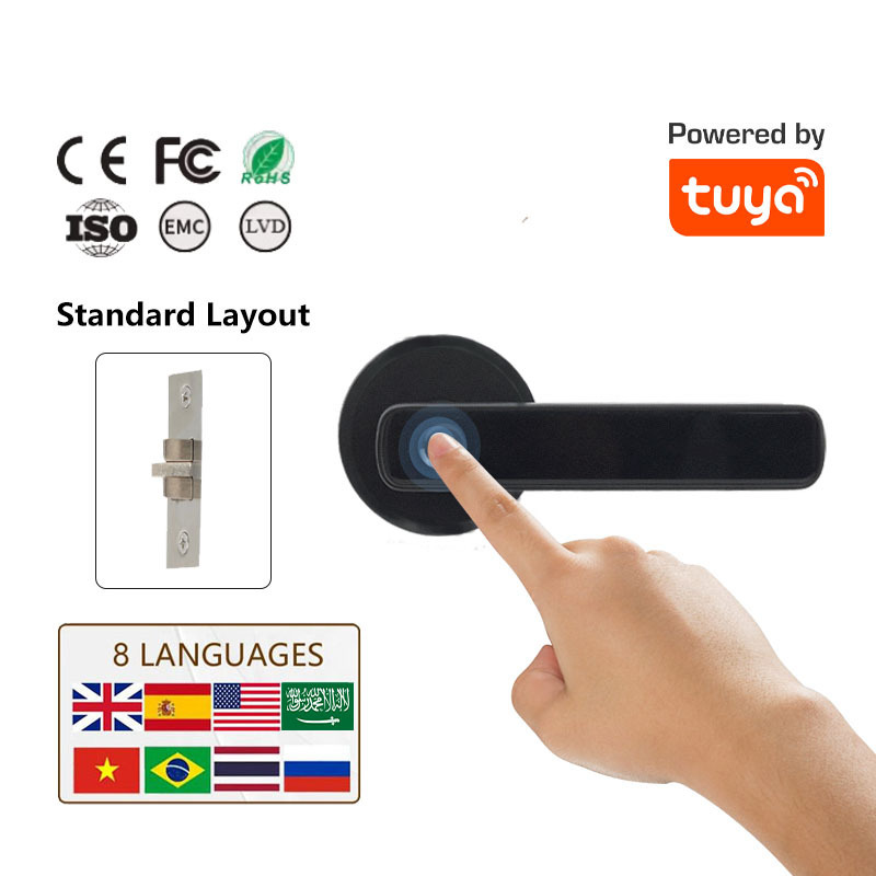 New Custom Smart Door Lock Bluetooth Tuya Password Fingerprint Door Handle Advanced Smart Lock