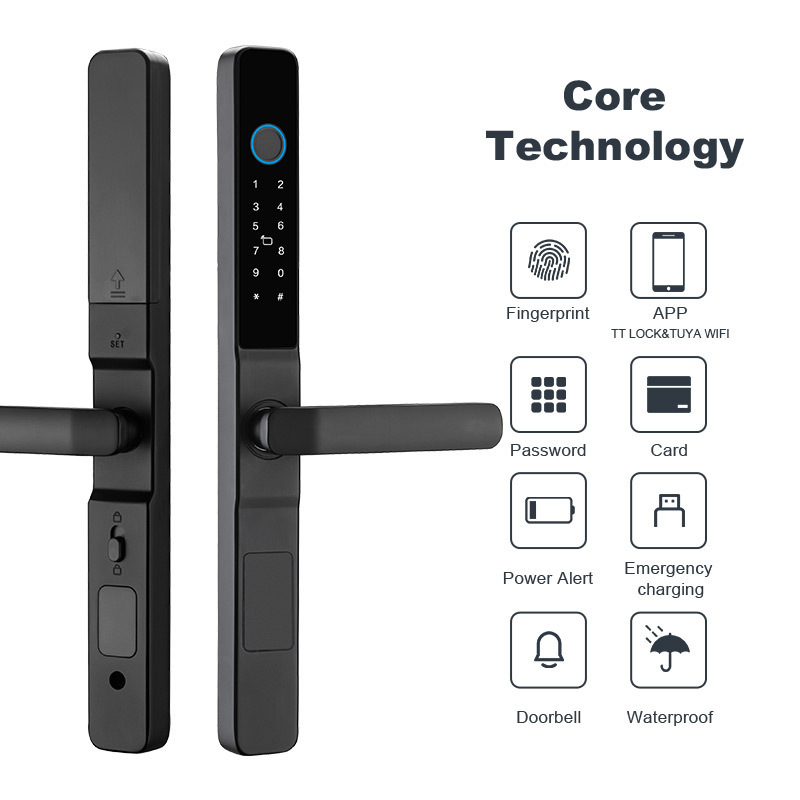 Innovative Design Electric Tuya App Fingerprint Door Lock Sliding Glass Door Smart Lock For Sale