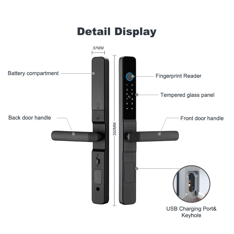 Innovative Design Electric Tuya App Fingerprint Door Lock Sliding Glass Door Smart Lock For Sale