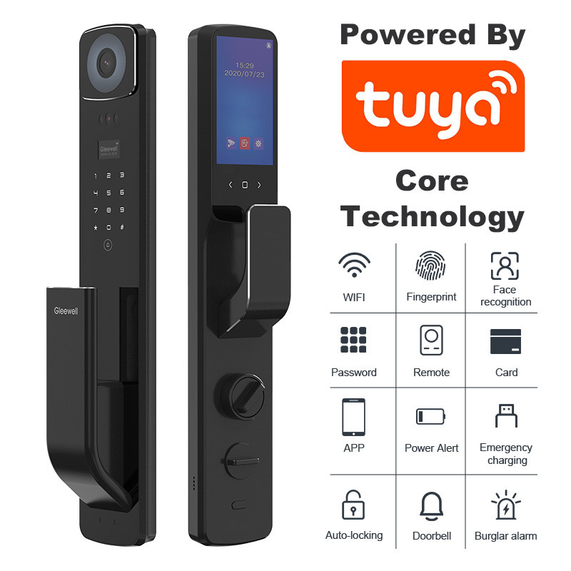 Facial recognition lock CNC tuya APP fingerprint automatic 3D Face ID recognition intelligent door lock with camera key