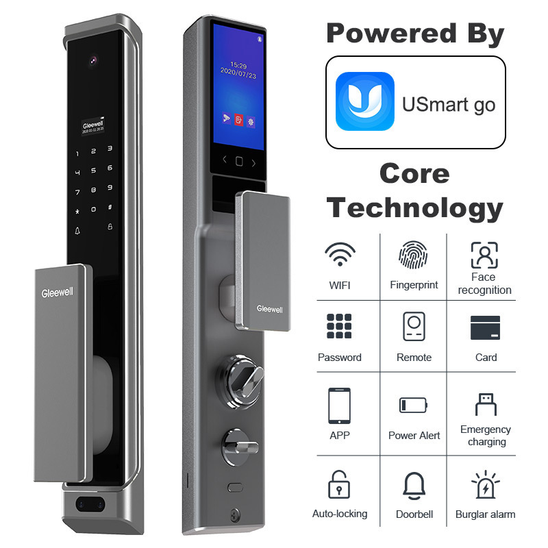 Outdoor Automatic Electric Wifi Camera Tuya Fingerprint Digital Usmart 3D Face Recognition Smart Door Lock