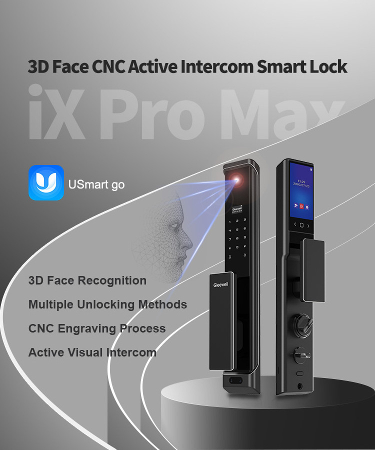 Outdoor Automatic Electric Wifi Camera Tuya Fingerprint Digital Usmart 3D Face Recognition Smart Door Lock