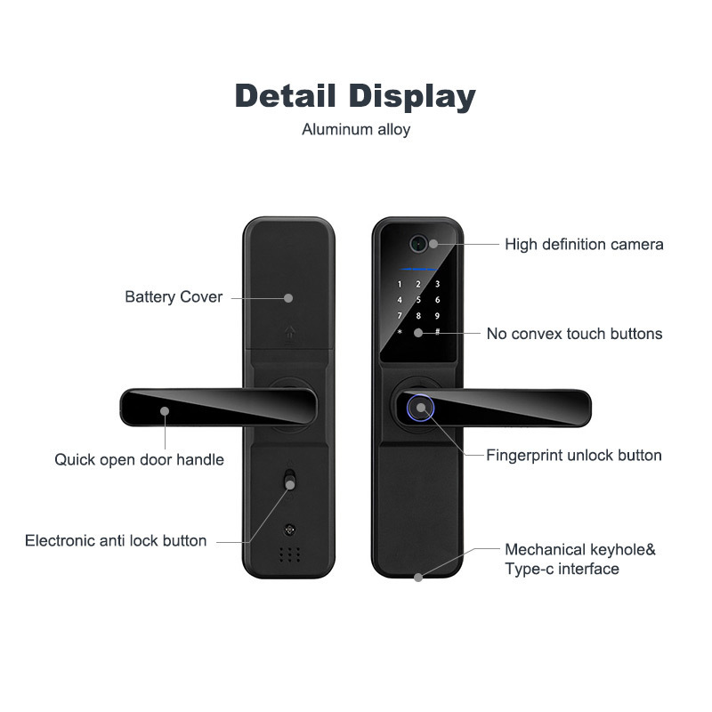 Oem/Odm Tuya Smart Wifi Deadbolt Automated Fingerprint Door Locks Remote Control App Cerradura Inteligente