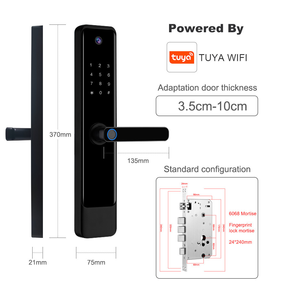 High Security Fingerprint Auto Deadbolt Lock Tuya App Electric Digital Password Key Wifi Smartlock Door