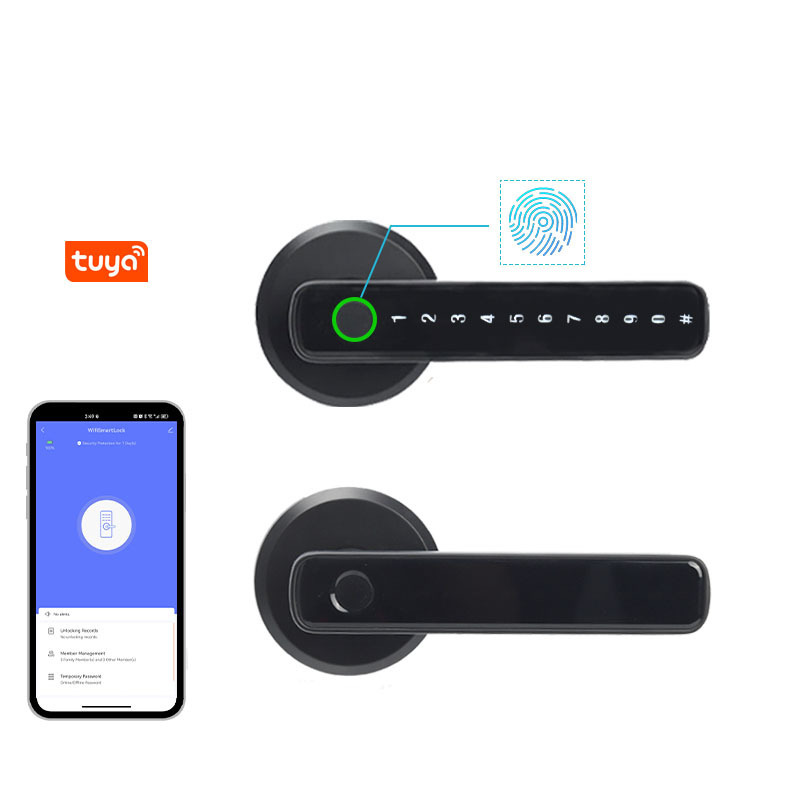 New Custom Smart Door Lock Bluetooth Tuya Password Fingerprint Door Handle Advanced Smart Lock