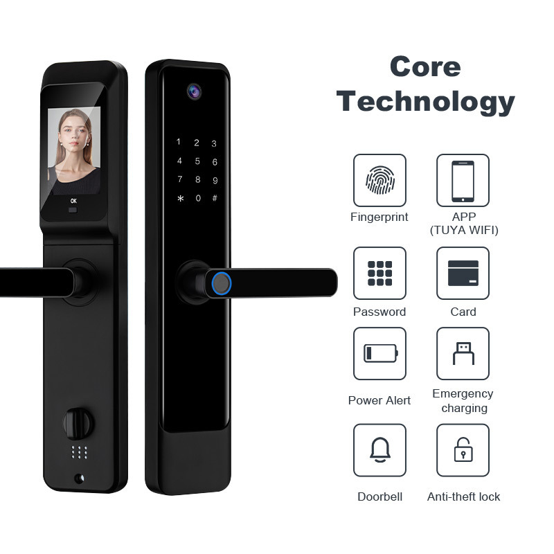 High Security Fingerprint Auto Deadbolt Lock Tuya App Electric Digital Password Key Wifi Smartlock Door