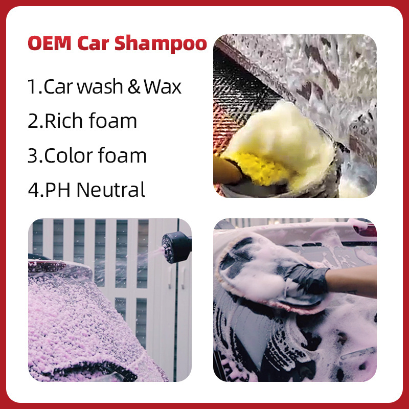 Condense Car Cleaning Liquid Car Wash Shampoo PH Neutral Car Wash Soap For Snow Foam Cannon Foam Gun