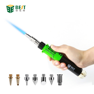 BST-105 12 in 1 1300 Degree Flame Pen Type Gas Soldering iron Cordless Butane Gas Blow Torch welding iron Kit