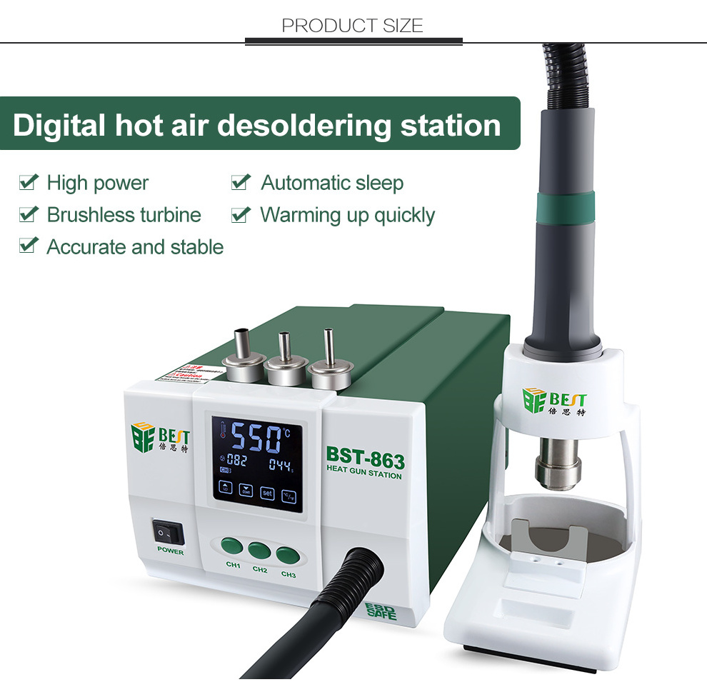 Hot Air Gun 1200W BGA Rework Solder Station Soldering Heat Air Gun Station 220V / 110V For SMD SMT Welding Repair Tools