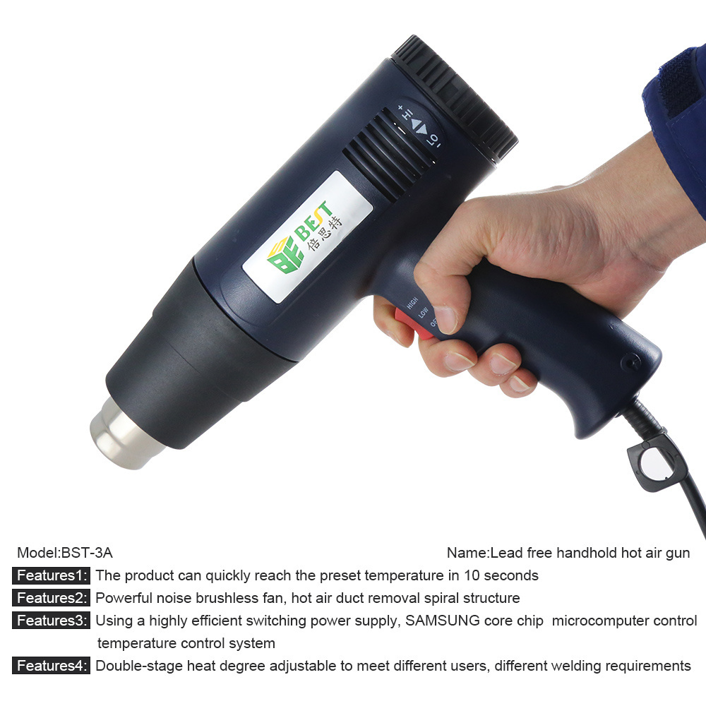 BEST 3A SMD Rework 1600W Portable Soldering Welding Hot Air Heat Gun