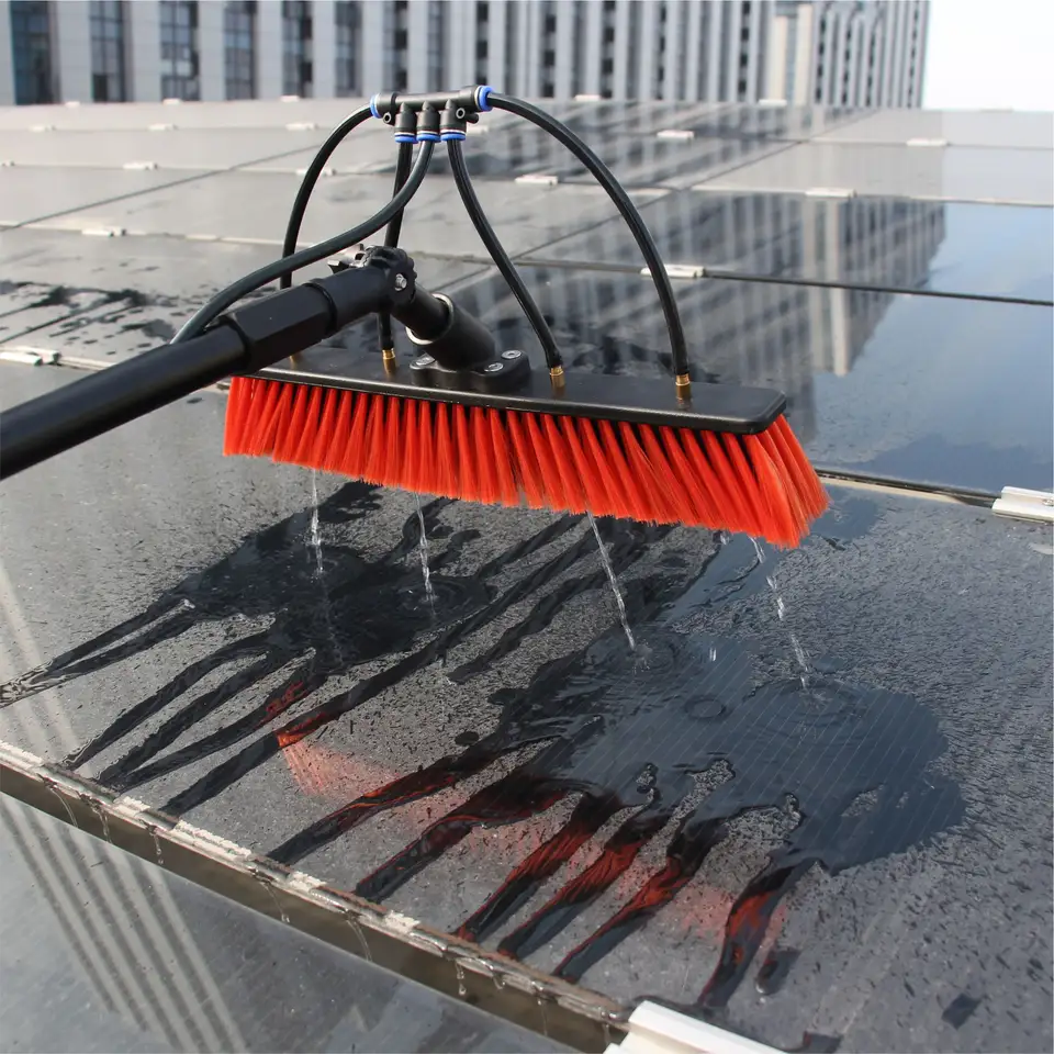 Solar panel brush cleaner equipment 5.4m 18FT solar panels cleaning brush water fed water power solar panel brush water fed pole