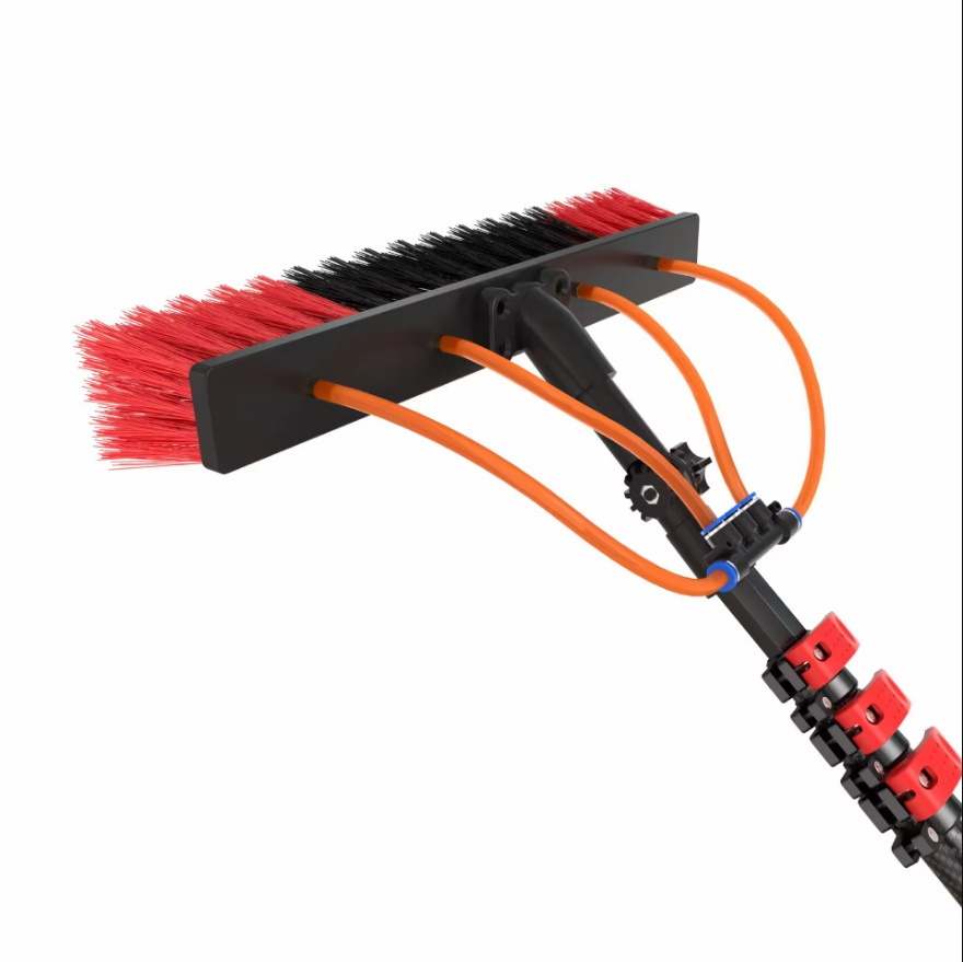 Solar panel brush cleaner equipment 5.4m 18FT solar panels cleaning brush water fed water power solar panel brush water fed pole