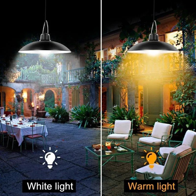 IP65 Waterproof Double Head Solar Pendant Light Indoor Outdoor LED Hanging Shed Lights