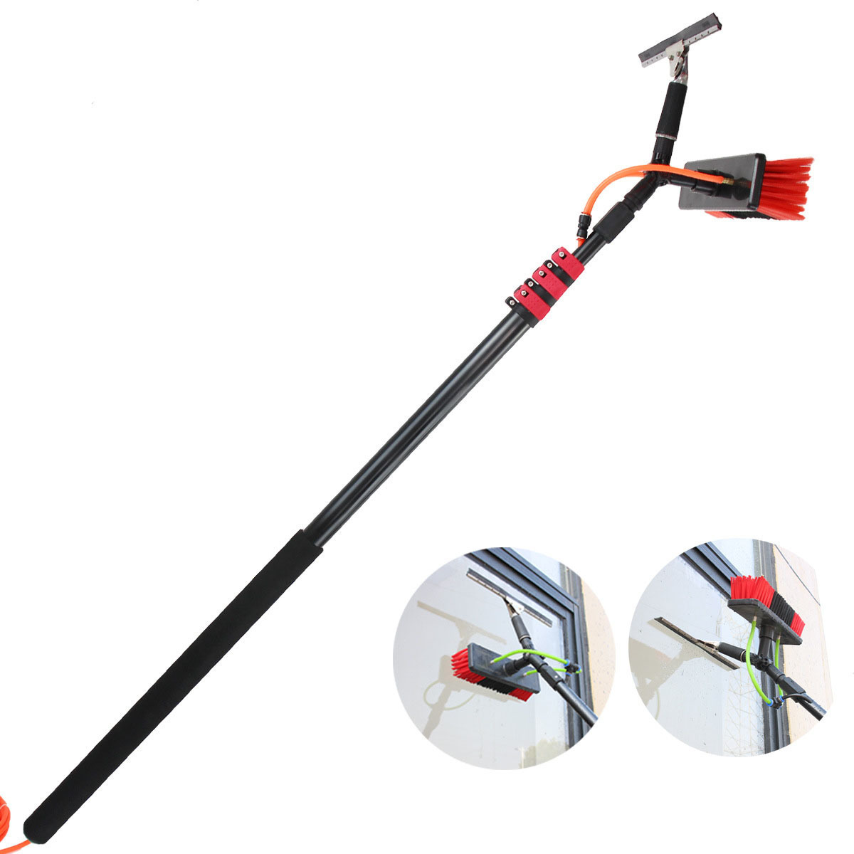 Smart 3.6m solar panel washing cleaning robot brush long handle telescopic pole China manufacturer