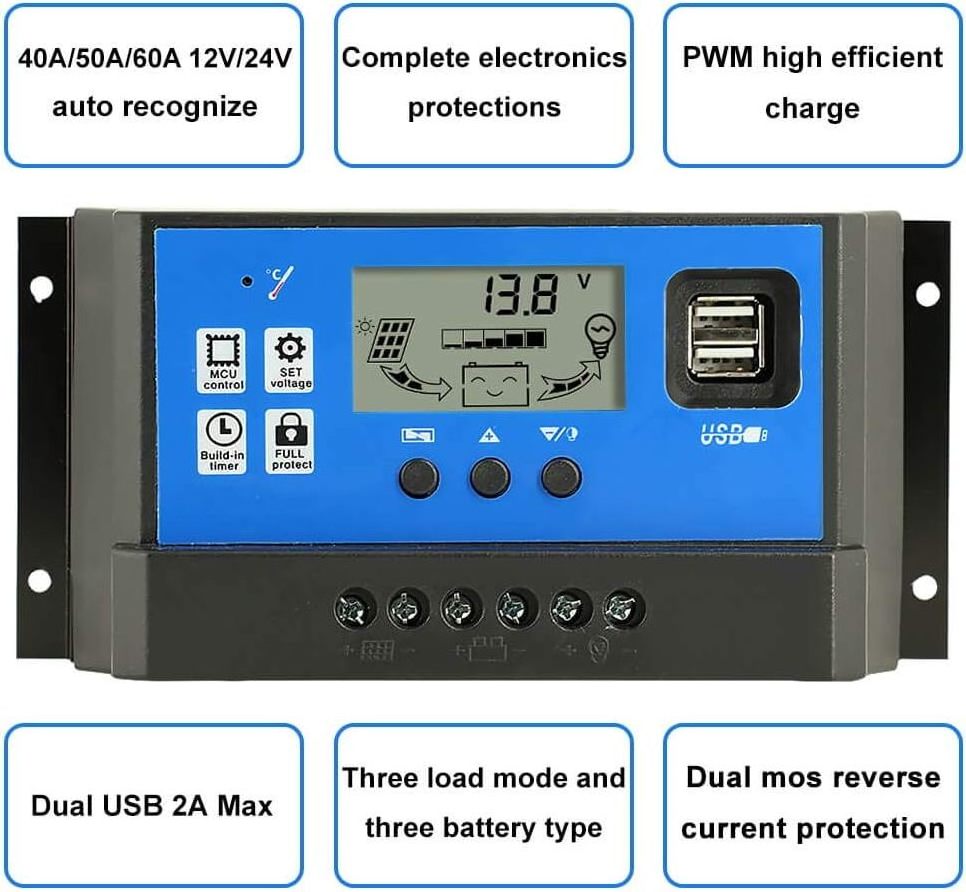 PWM 12/24V 10A Solar Charge Controller Solar charge controller With Dual USB Port