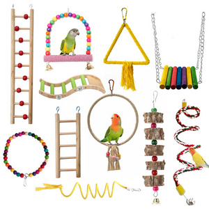 Various Parrots Toys Bird cage Accessories Natural bird chewing toy Pet Climbing Ladder swing toy