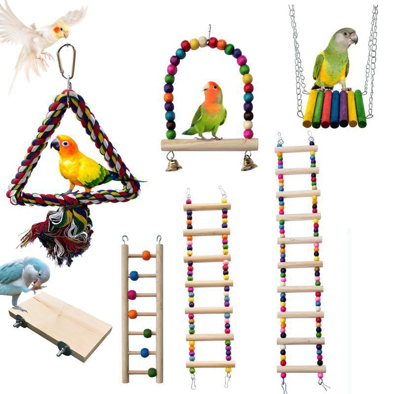 Various Parrots Toys Bird cage Accessories Natural bird chewing toy Pet Climbing Ladder swing toy