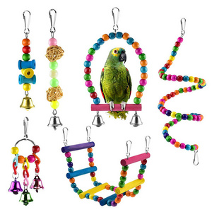 6pcs Bird Swing Chew Toy Set Stand Climbing Ladder Hammock Pet Parrot Toys