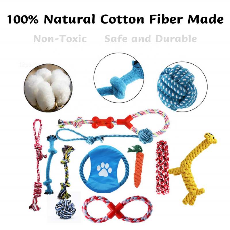 Wholesale Custom 9 10 11 12 Packs Pet Chew Toy Cotton Rope Dog Toy Set