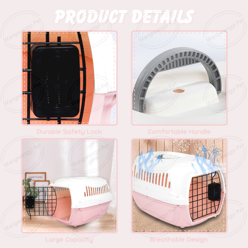 Wire Door Portable Pet Kennel Airline Approved Small Dog Cat Carrying Travel Crate