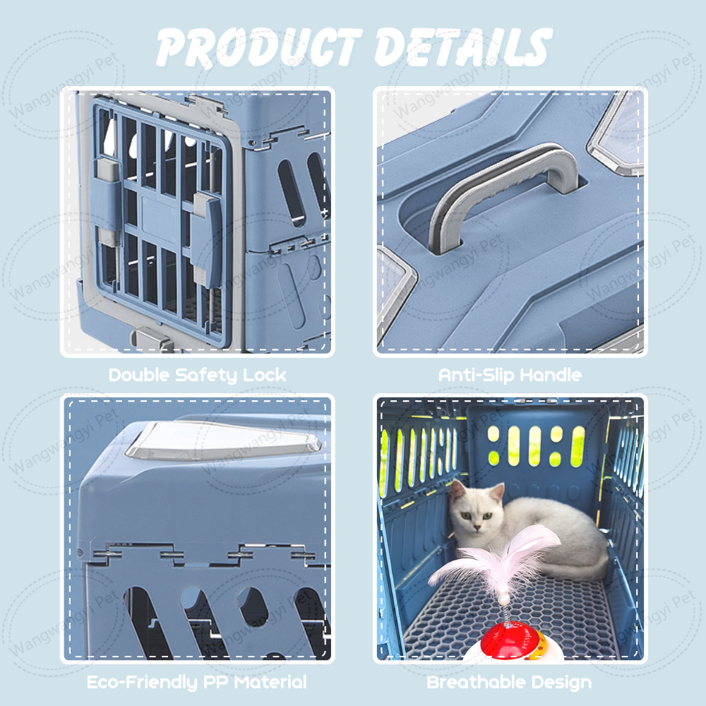 Folding Portable Dog Travel Crate Airline Approved Cat Dog Kennel for Kitten Puppy