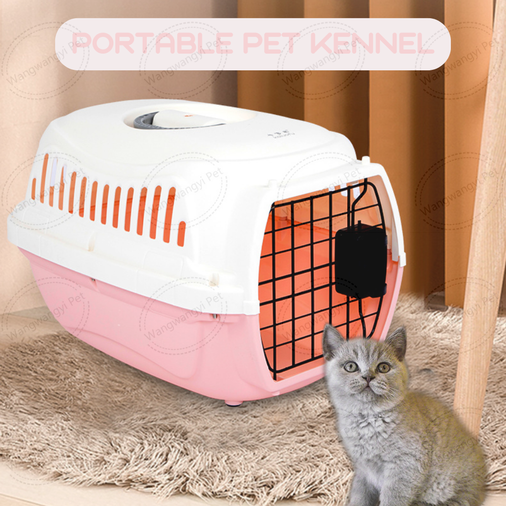 Wire Door Portable Pet Kennel Airline Approved Small Dog Cat Carrying Travel Crate