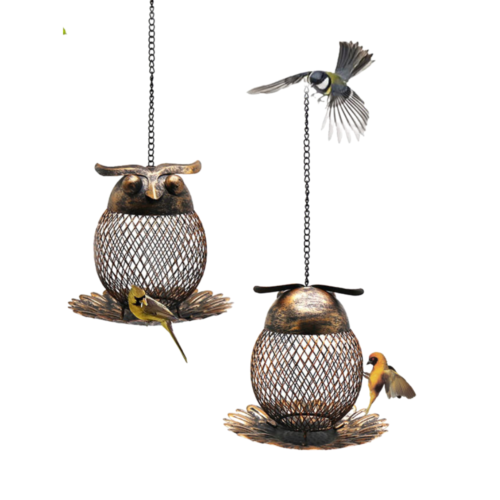 Outdoor Hanging Owl Shape Garden Decor Bird Feeder Squirrel Proof Wild Bird Feeder