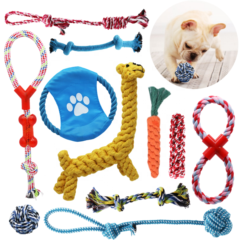 Wholesale Custom 9 10 11 12 Packs Pet Chew Toy Cotton Rope Dog Toy Set