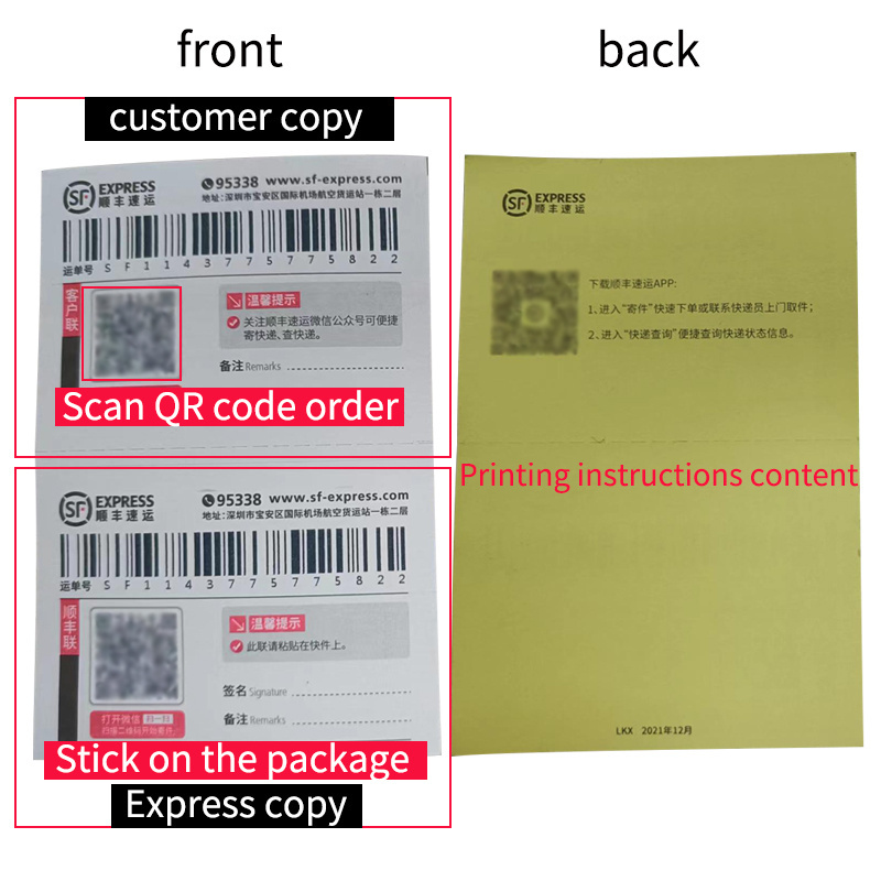 Custom Writing Adhesive Portable Consignment Note Variable Barcode Printing Express Waybill Logistics Scan Code Delivery Note