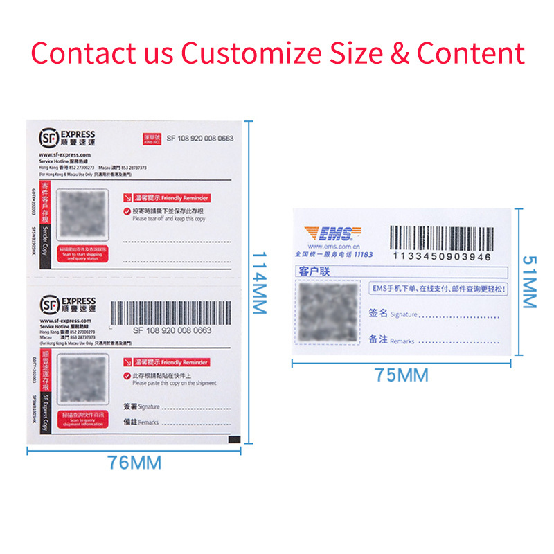 Custom Writing Adhesive Portable Consignment Note Variable Barcode Printing Express Waybill Logistics Scan Code Delivery Note