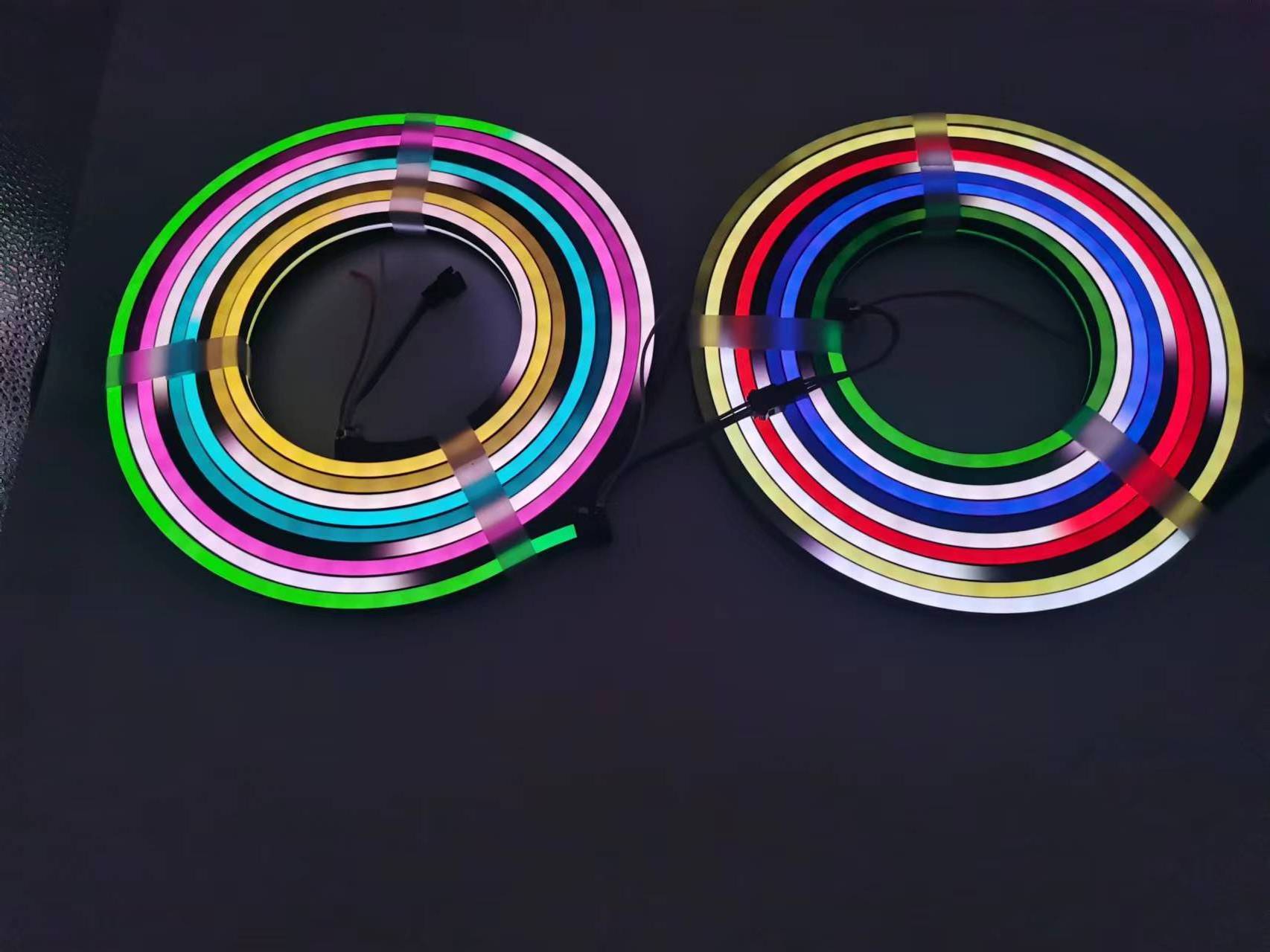 16.4ft 5M Addressable RGB LED Neon Rope Light 8W 12V IP65 IP67 Waterproof Facade Lighting Outdoor Flexible RGB Neon Strip Light