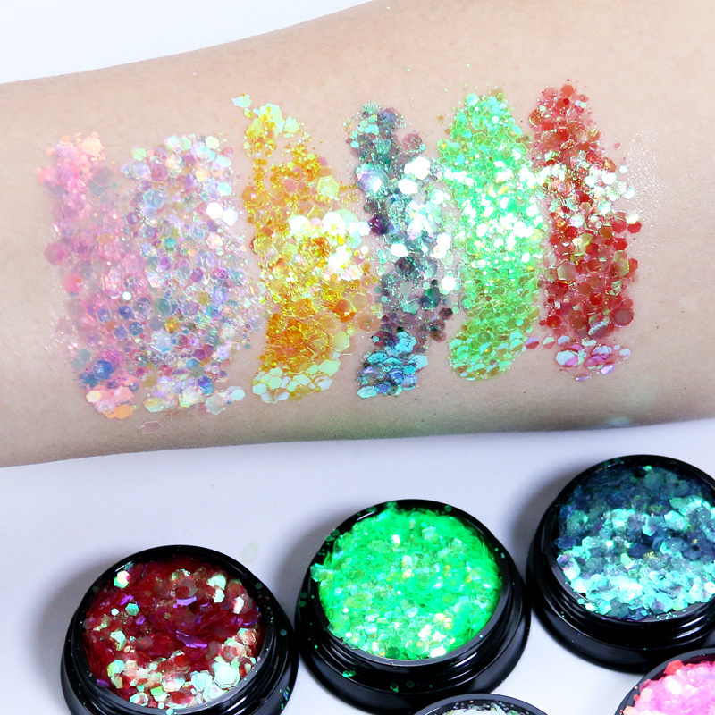 Wholesale Chunky Iridescent Glitter  Box Package glitter for Makeup Private Label Single Box For Face And Lip Decoration