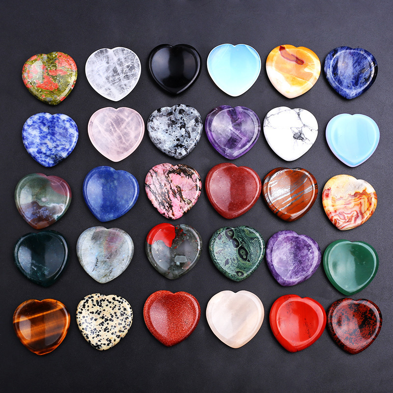 Heart Worry Stone Crystal Thumb Gemstone  Massage  Heart Shape Worry Stone 40mm