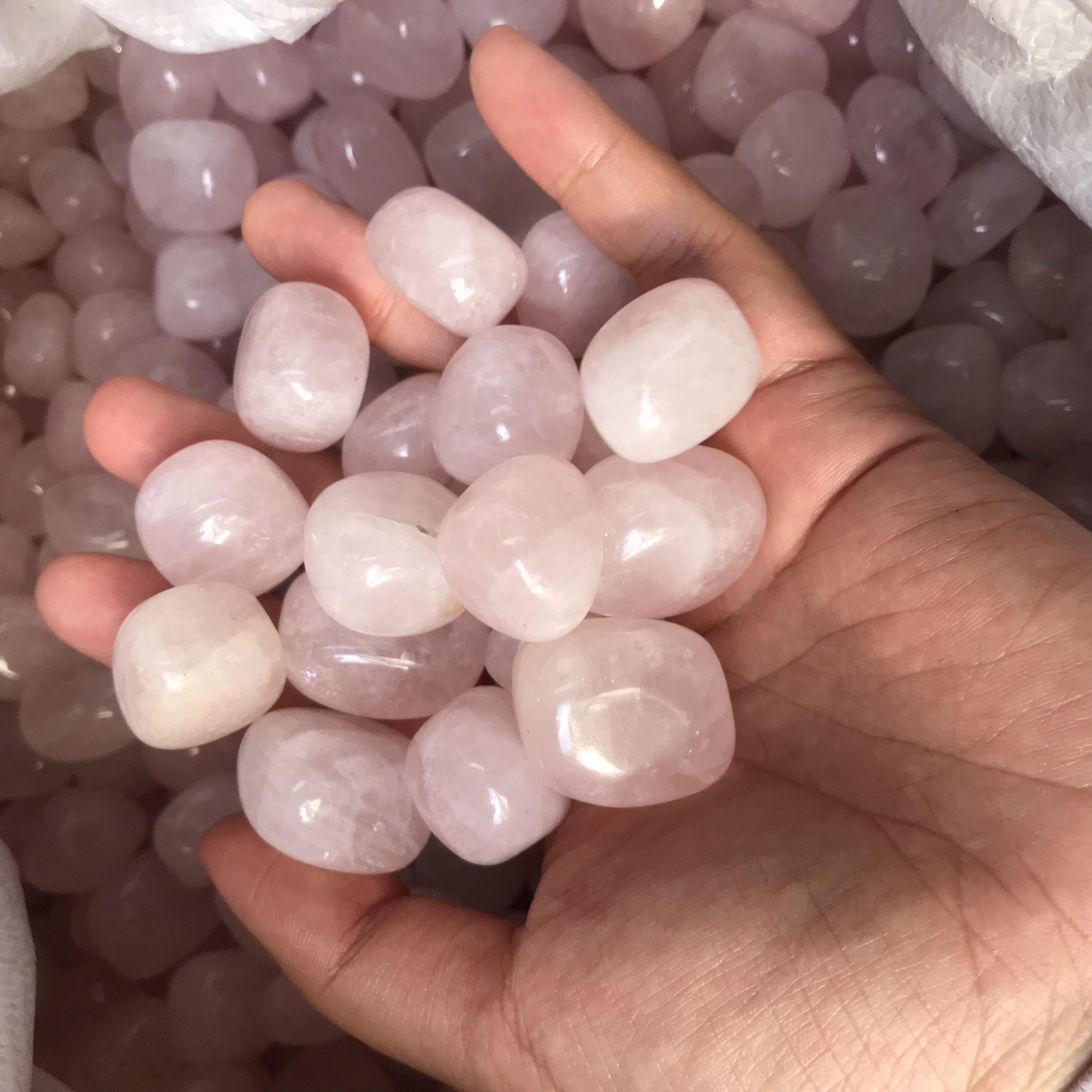 Wholesale Natural Healing Crystal Tumbles Pink Rose Quartz Tumbled Stone Crystals Bulk