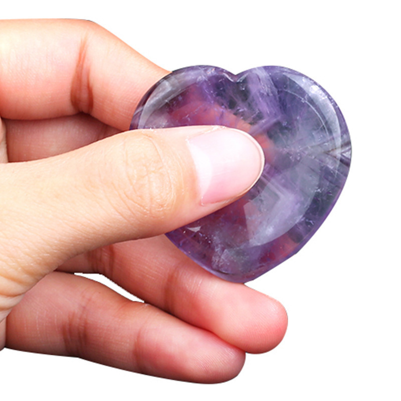 Heart Worry Stone Crystal Thumb Gemstone  Massage  Heart Shape Worry Stone 40mm