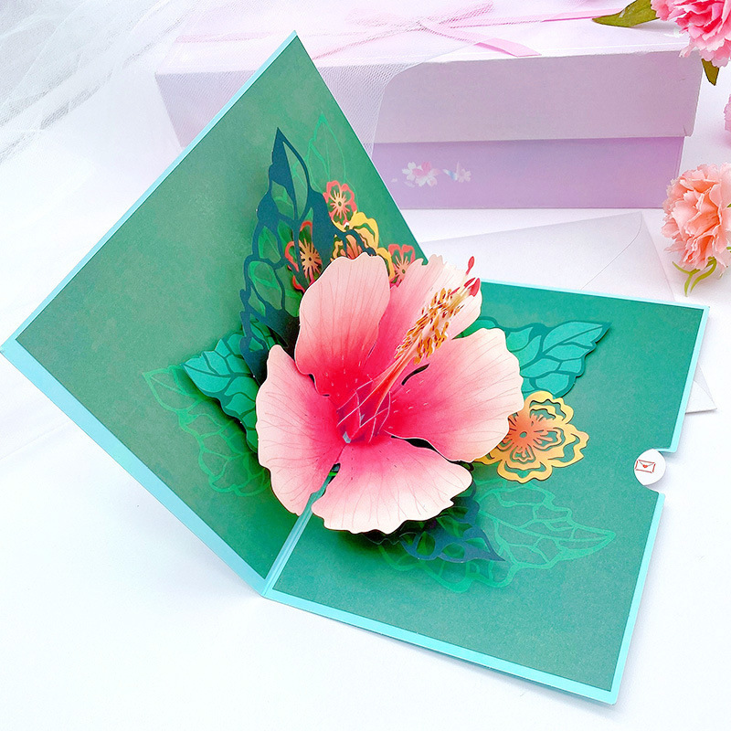 Paper Pop Up Cards Peony Flower Bouquet 3D Popup Greeting Cards with Note Card and Envelope