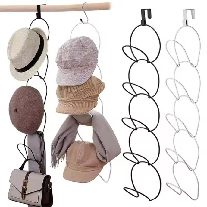 Durable metal hat hanger multi 5 layer space save hat rack organizer for wall