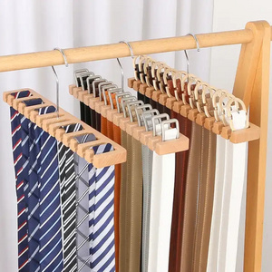 High quality modern tie belt hangers wooden household space saving belt organizer for closet