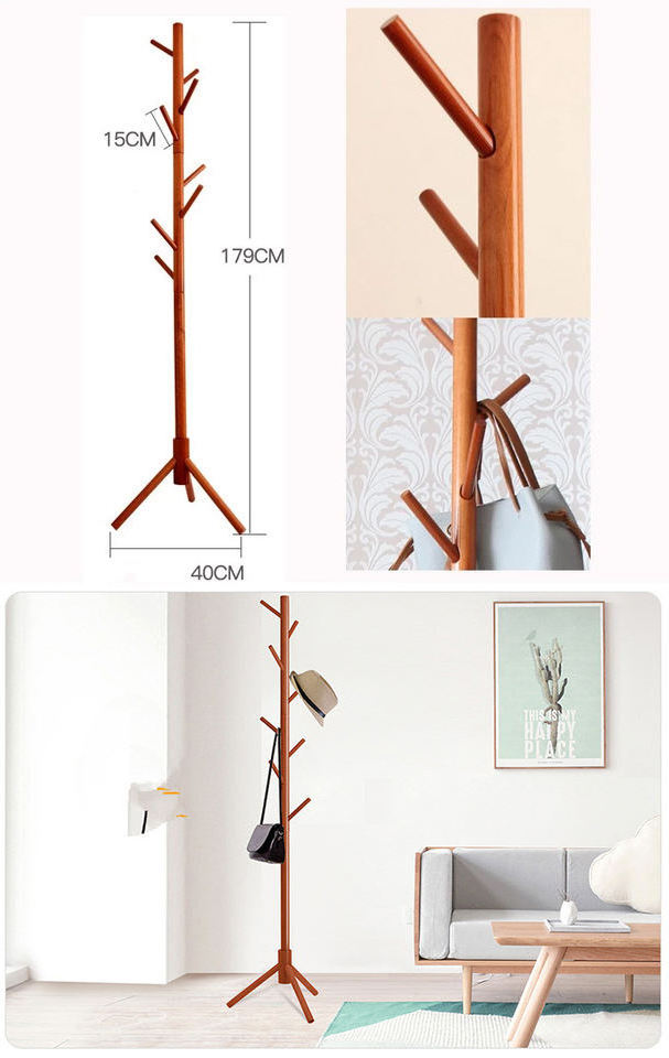 Modern custom office bedroom floor standing clothes hanger tree shaped wooden suit coat hanger rack