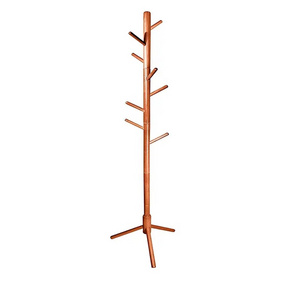 Wholesale custom tree shape clothing racks natural wood coat rack assemble floor standing clothes hanger