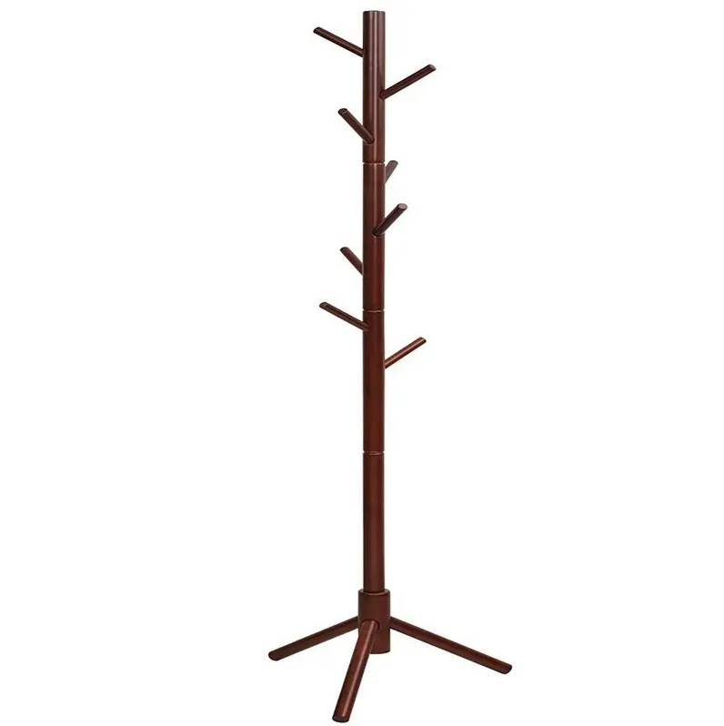 Wholesale custom tree shape clothing racks natural wood coat rack assemble floor standing clothes hanger