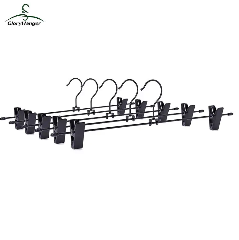 Wholesale custom portable pvc coated clothes hanger metal pants and skirt hangers